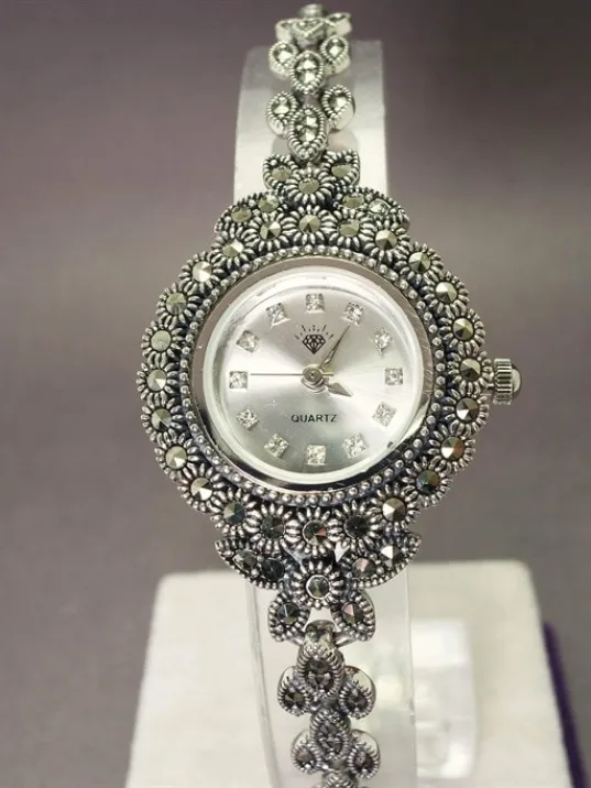 Gümüş Bayan Saati Gelin Saati Markazit Taşlı