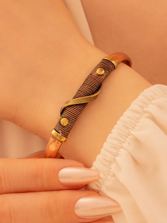 Kadın Bakır Bileklik - Beyza Model Kadın Bakır Kelepçe Bileklik Bilezik