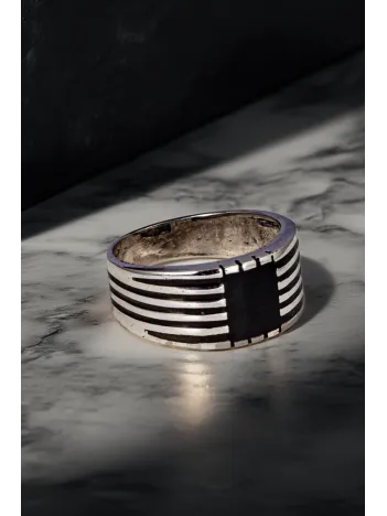 Erkek Çizgili Model İnce Kibar 925 Ayar Gümüş Yüzük