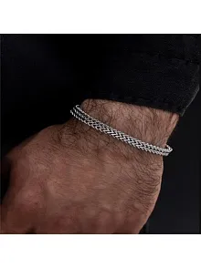 Erkek Bileklik - Çift Sıra Örgü Model Erkek Çelik Bileklik
