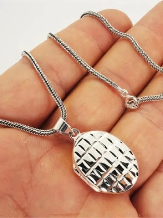 İthal Resim Veya Dua Konulabilen Erkek Gümüş Kolye Zincir