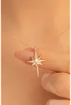 Kadın Gümüş Kolye - Zirkon Taşlı Kutup Yıldızı Motifli Gümüş Kolye