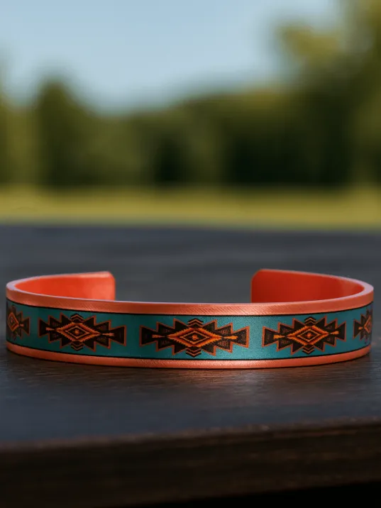 Kadın Bakır Bileklik - Lux Model Özel Baskı Metal Kutu Ve Kuvars Taşı