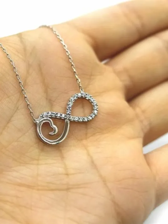 Kalpli Sonsuzluk Bayan Gümüş Kolye Zincir