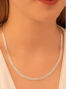 Kadın Gümüş Kolye - 4 mm Oluklu Nano Model Zarif Kadın Kolye