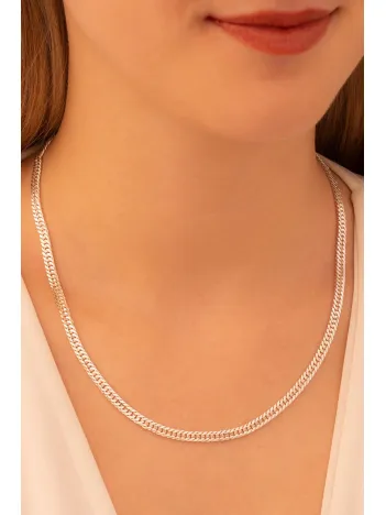 Kadın Gümüş Kolye - 4 mm Oluklu Nano Model Zarif Kadın Kolye