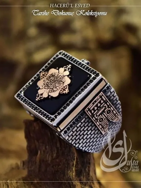 İslam Usta Tasarımı Hacer’ül Esved Gümüş Erkek Yüzük