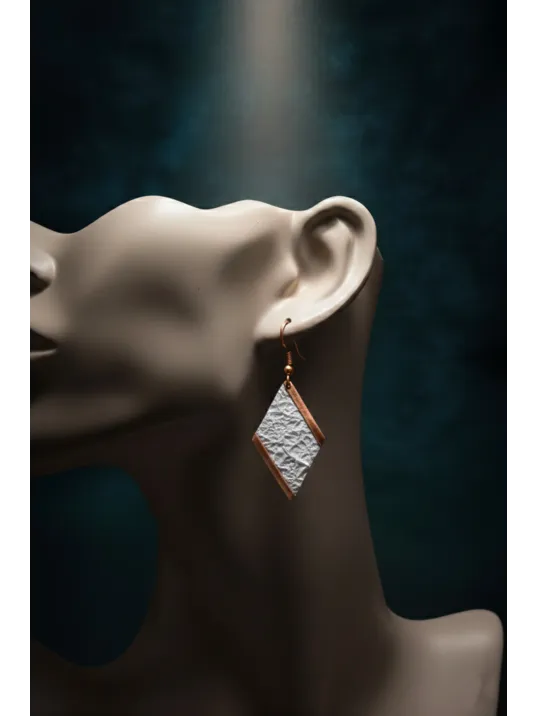 Kadın Bakır Set - Beyaz Yıldız Tozu Model Bakır Kadın Kolye Bileklik Yüzük Küpe Set