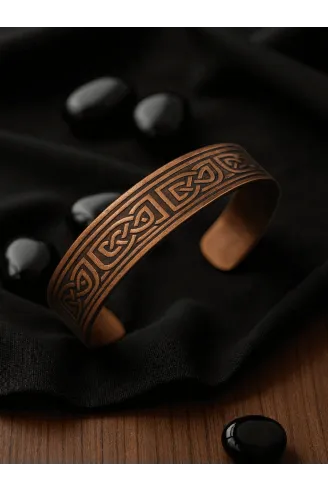 Erkek Kadın Bakır Bileklik - Alpha Model Bakır Bilezik Metal Kutu Ve Kuvars Taşlı