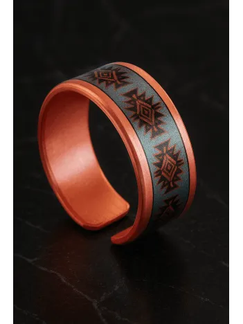 Kadın Bakır Yüzük - Lux Model Özel Baskı Metal Kutu Ve Kuvars Taşı