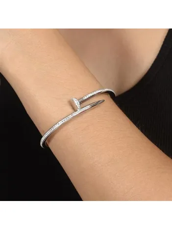 Kadın Çelik Bileklik - Zirkon Taşı İşlemeli Çivi Model Çelik Bileklik