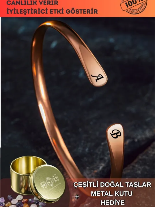 Erkek Kadın Bakır Bileklik - Harf Yazılabilir Lades Model Erkek Kadın Bileklik Bilezik