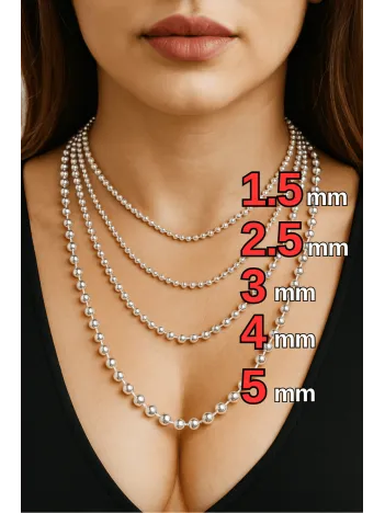 Kadın Gümüş Kolye - Top Zincir Model 925 Ayar Gümüş Kadın Kolye Zincir