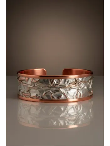 Kadın Bakır Bileklik - Beyaz Yıldız Tozu Kalın Model Bakır Kadın Bileklik