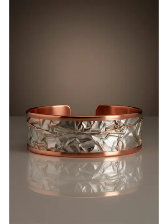 Kadın Bakır Bileklik - Beyaz Yıldız Tozu Kalın Model Bakır Kadın Bileklik
