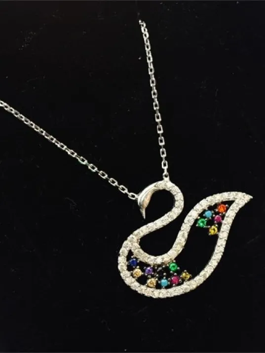 Gümüş Bayan Kuğu Kolye