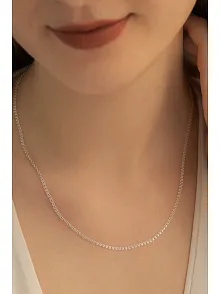 Kadın Gümüş Kolye - 1.5 mm Love Model Gümüş Kolye