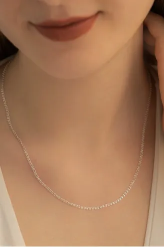 Kadın Gümüş Kolye - 1.5 mm Love Model Gümüş Kolye