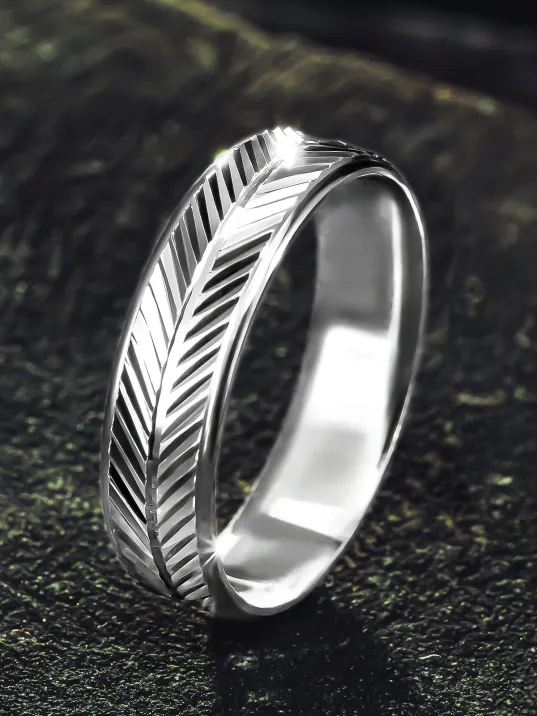 Erkek Gümüş Alyans - Çizgi Desenli 925 Ayar Erkek Yüzük