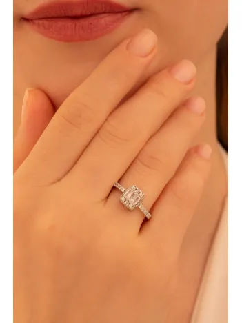 Kadın Gümüş Yüzük - Mehtap Baget Taşlı Kadın Yüzük