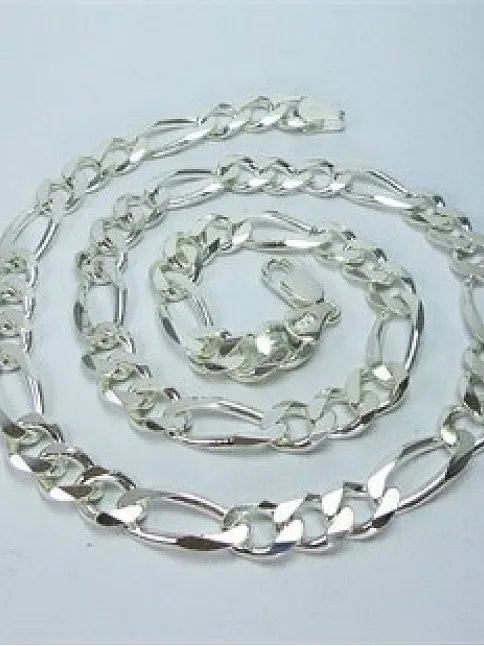 FİGARO GÜMÜŞ ERKEK KOLYE ZİNCİR KALIN 8mm