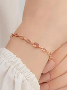 Rose Zultanit Taşlı Model 2 Kadın Gümüş Bileklik GBLZLTNTTS2-ROS