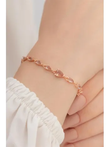 Rose Zultanit Taşlı Model 2 Kadın Gümüş Bileklik GBLZLTNTTS2-ROS