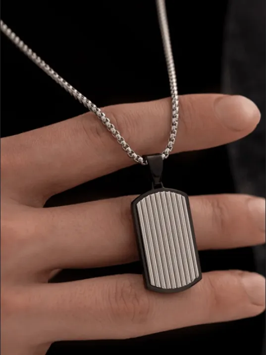 Erkek Kolye - Dövme Asker Künyesi Model Erkek Çelik Kolye - 316 L Paslanmaz Çelik Kolye