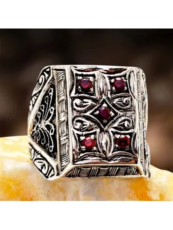 Erzurum İşi Özel Tasarım Erkek Gümüş Yüzük