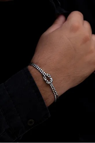 Erkek Gümüş Bileklik - Küp Model Gümüş Bileklik