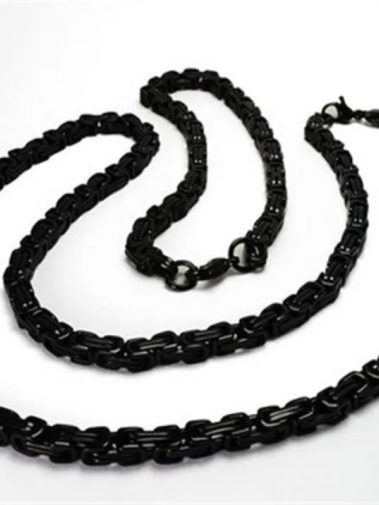 Erkek Çelik Zincir Kolye + Bileklik Set