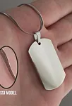 Parlak Paslanmaz Çelik Dogtag İsim Yazılan Asker Künyesi Kolye 5mm