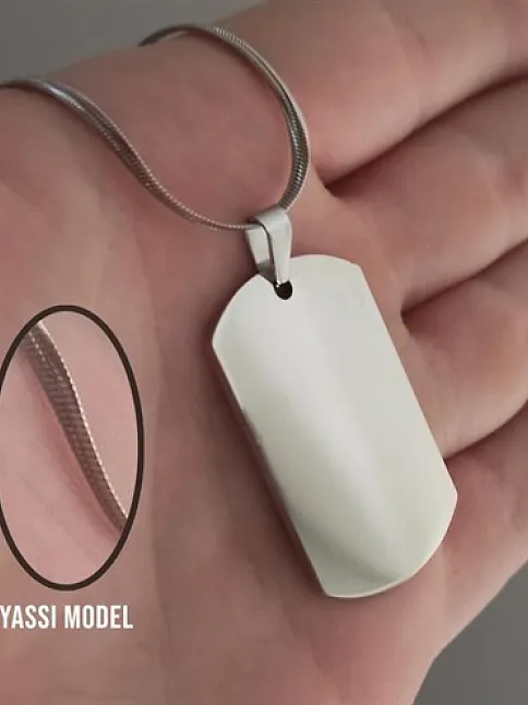 Parlak Paslanmaz Çelik Dogtag İsim Yazılan Asker Künyesi Kolye 5mm