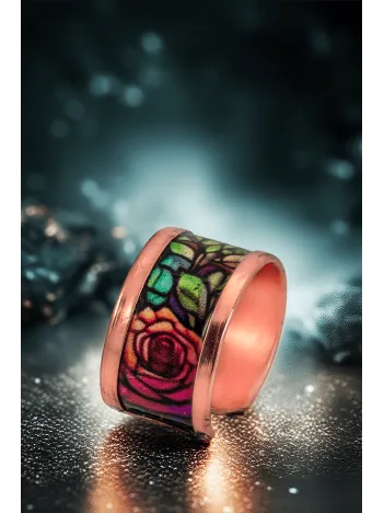 Kadın Bakır Yüzük - Roselaw Model Özel Baskı Metal Kutu Ve Kuvars Taşı