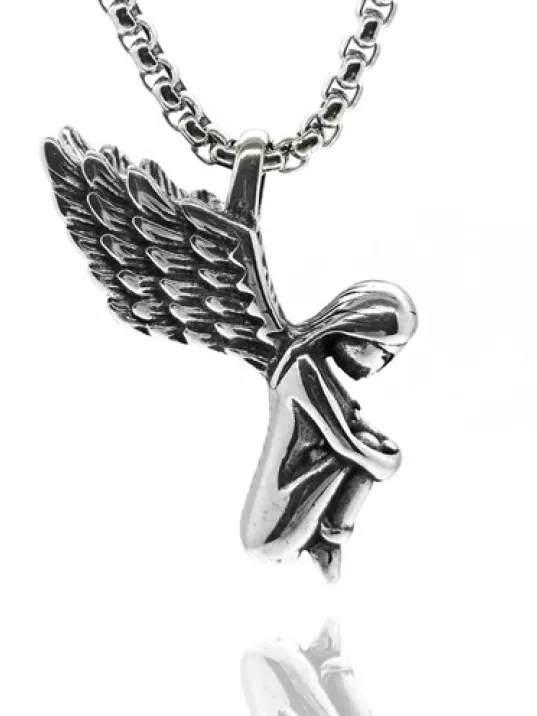 Ottoman Kanatlı Melek Model Çelik Kolye Zincir CBLKDNKANAT-BYZ