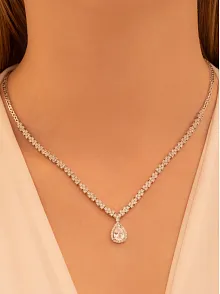 Kadın Gümüş Kolye - Aylin Damla Model Zirkon Taşlı Kadın Kolye