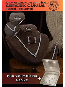 Ahsen Gümüş Su Yolu Set - Bileklik,Yüzük,Küpe,Kolye