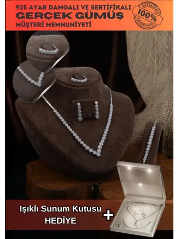 Ahsen Gümüş Su Yolu Set - Bileklik,Yüzük,Küpe,Kolye