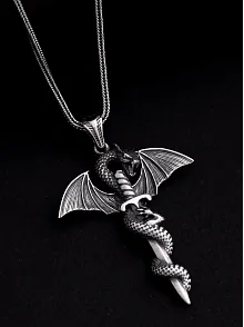 Erkek Gümüş Kolye - Game Of Thrones Ejderha Figürlü Gümüş Erkek Kolye