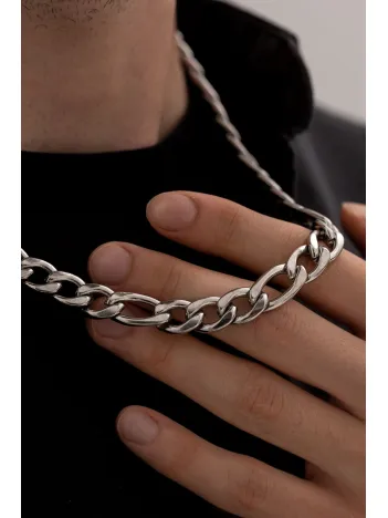 Erkek Çelik Kolye - 11 Mm Figaro Model Çelik Kolye