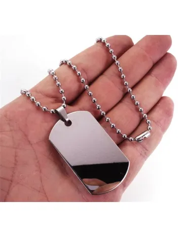 Asker Künyesi Kolyesi Paslanmaz Erkek Bayan Çelik Kolye Top Zincirli