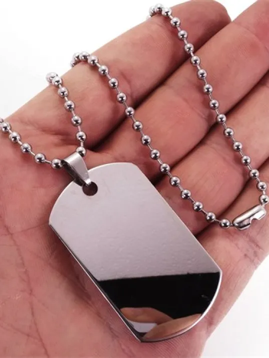 Asker Künyesi Kolyesi Paslanmaz Erkek Bayan Çelik Kolye Top Zincirli