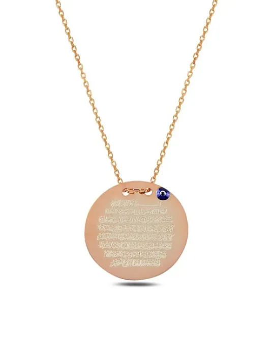 Nazar Boncuklu Ayetel Kürsi Yazılı Bayan Gümüş Kolye GKLNZRAYTL1-ROS Nazar Boncuklu Ayetel Kürsi Yazılı Bayan Gümüş Kolye GKLNZRAYTL1-ROS