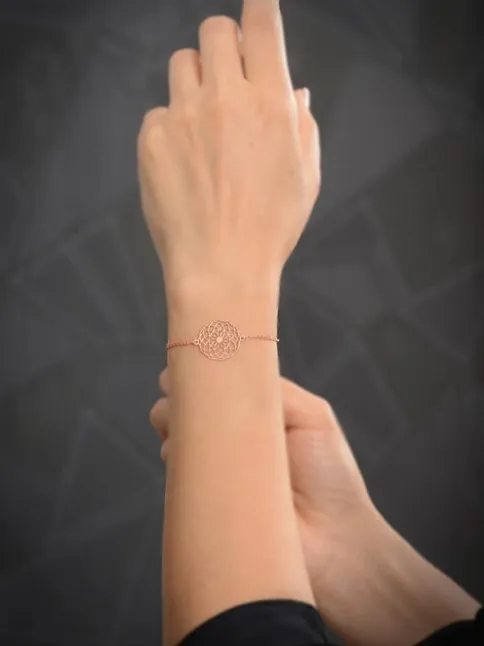 Rose Yaşam Çiçeği Model 3 Kadın Gümüş Bileklik Gblysmccgm3-ros