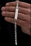 Erkek Gümüş Bileklik - 7 mm Isim Yazılan Gümüş Erkek Bileklik Künye Oksitli Euro Kral Model