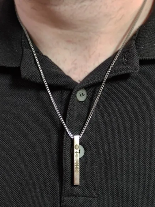 Spotify Şarkı Kodlu Çelik Gümüş Bar Çubuk Kolye Blok Zincir CKLSPOTYKLY-GMS