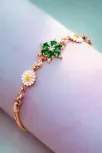 Rose Rengi Nergis Çiçeği Zirkon Taşlı Gümüş Bileklik