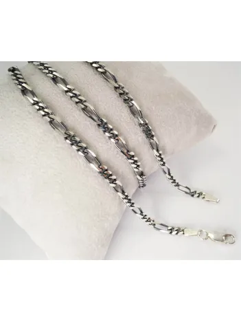 Gümüş Erkek Kolye Zincir Özel Üretim Oksitli Figaro İnce Model