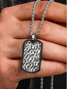 Steel Tag Burma Zincir Erkek Kolye - Asker Künyesi Desenli, Dövme Sanatı Uygulamalı, Paslanmaz Çelik