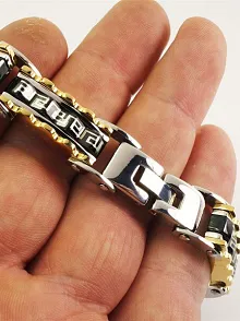 Erkek Çelik Bileklik Künye Zikzaklı Model